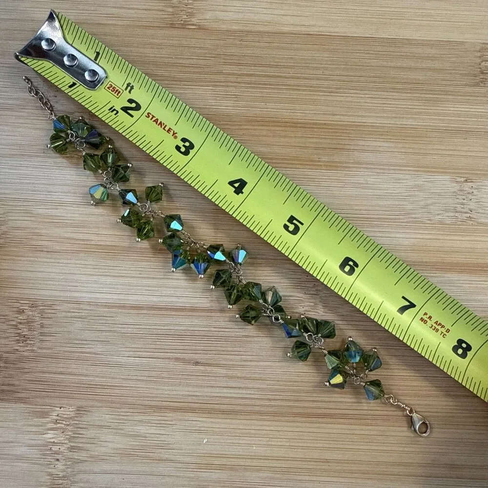 GREEN CRYSTAL BEAD BRACELET UNBRANDED￼VIN